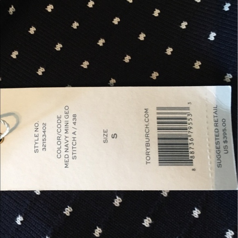 Tory Burch NWT Navy Mini Geo knit dress Sz SM new - Picture 4 of 16